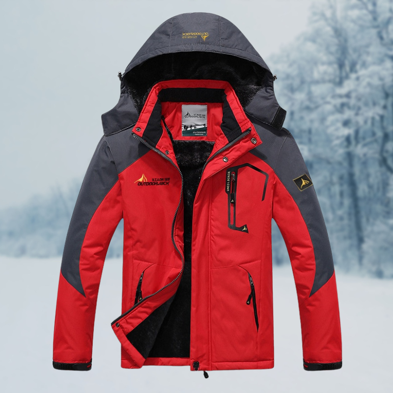 Windproof Men's Winter Jacket - Structured, Cotton, Commute Red - Tophatter Daily Deals