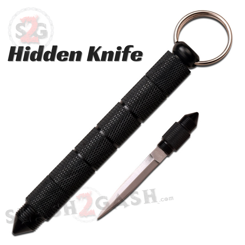 Kubotan Hidden Knife Self Defense Stick Keychain w/ Dagger - Black SD-KeyChain - Tophatter Daily Deals