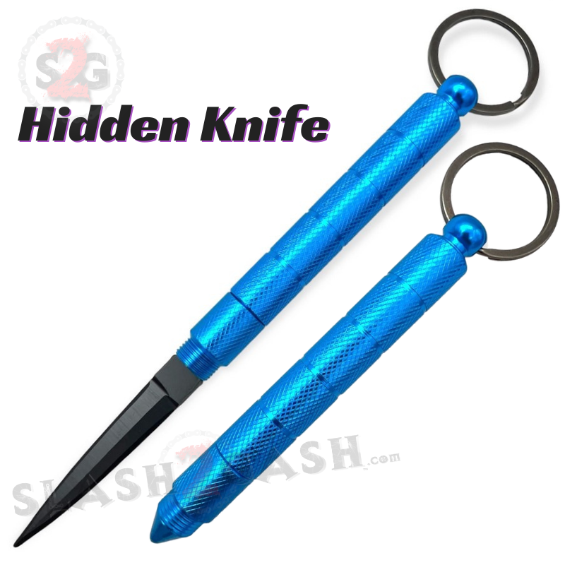 Kubotan Hidden Knife Self Defense Stick Keychain w/ Dagger - Blue Blue - Black Blade SD-KeyChain - Tophatter Daily Deals