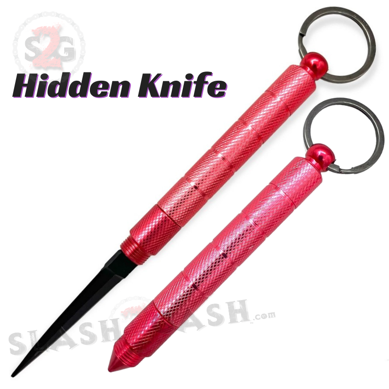 Kubotan Hidden Knife Self Defense Stick Keychain w/ Dagger - Red Rose Red Rose - Black Blade SD-KeyChain - Tophatter Daily Deals