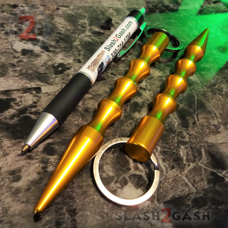 Wavy Kubotan Self Defense Stick Keychain Ninja Weapon - Asst. colors Gold - Standard SD-KeyChain - Tophatter Daily Deals