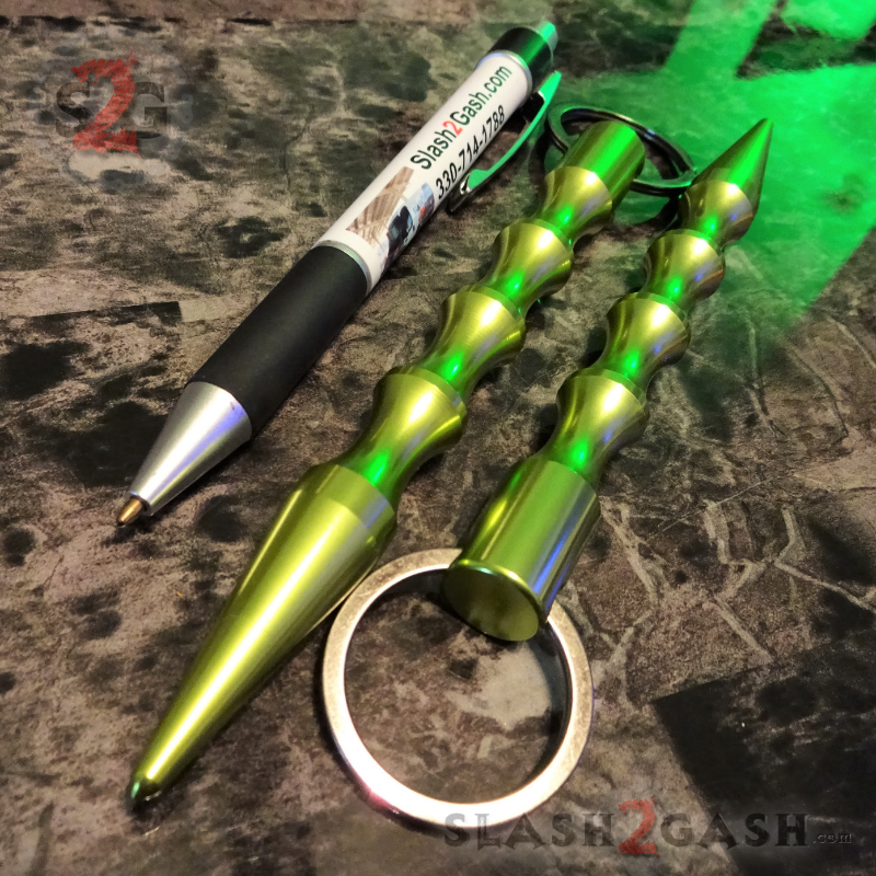 Wavy Kubotan Self Defense Stick Keychain Ninja Weapon - Asst. colors Lime Green - Standard SD-KeyChain - Tophatter Daily Deals