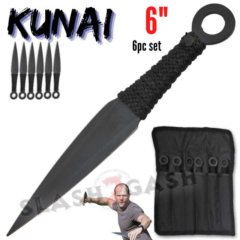 Naruto Kunai Throwing Knives 6 Pc Set w/ Ring Anime - 6