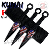 6" Punisher Skull Black Kunai Throwing Knives American Flag - 3 Pc Set Knife-Thrower - Tophatter Daily Deals