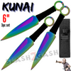 Naruto Kunai Throwing Knives 3 Pc Set w/ Ring Anime - 6" Rainbow Knife-Thrower - Tophatter Daily Deals
