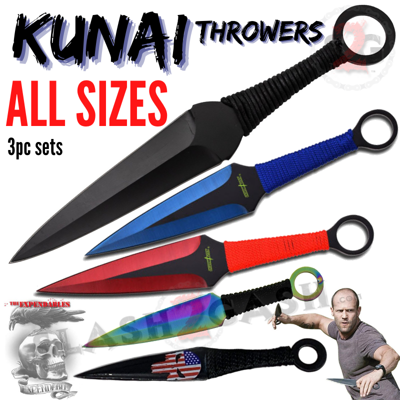 Kunai Throwing Knives w/ Ring and Sheath - Assorted Sizes/Colors Knife-Thrower - Tophatter Daily Deals