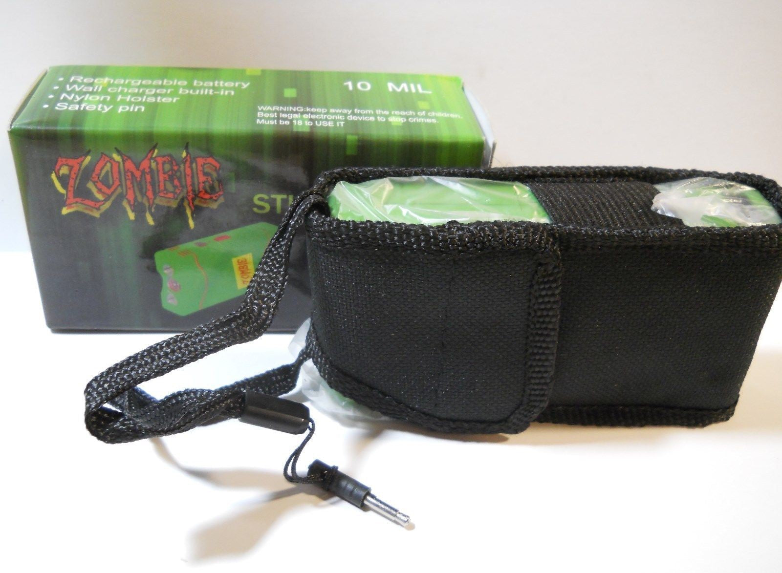 Zombie High Voltage Rechargeable STUN GUN w/ PIN & Holster Green SD-StunGun - Tophatter Daily Deals