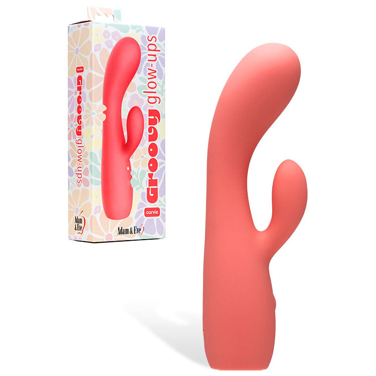 Adam & Eve Groovy Glow-Ups Curvie – USB Rechargeable 17.8 cm Rabbit Vibrator > Vibrators > Ladies > Rabbit - Tophatter Daily Deals