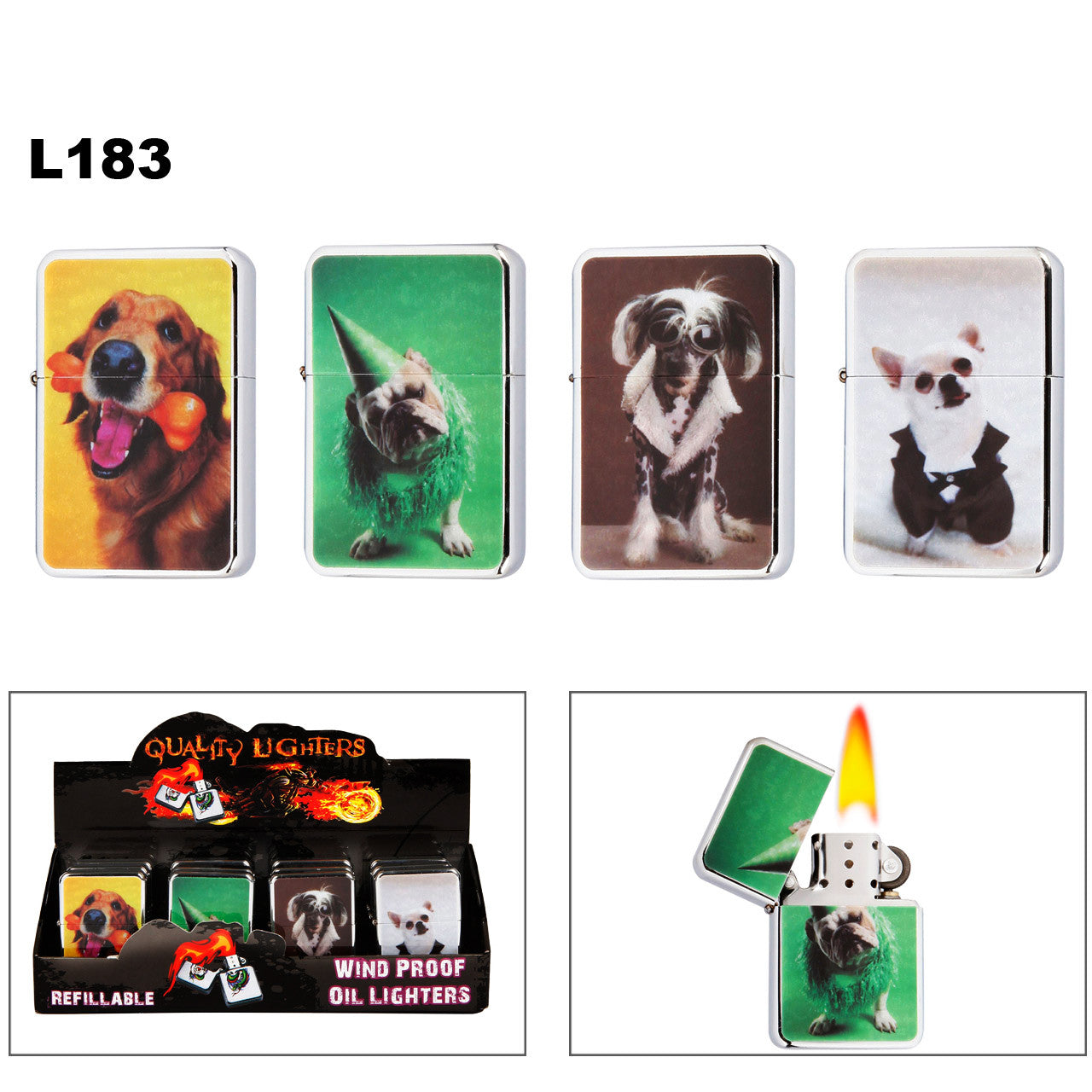 OIL LIGHTERS ASSORTED DOGS PATTERNS~ LIGHTER FLUID NOT INCLUDED - Tophatter Daily Deals