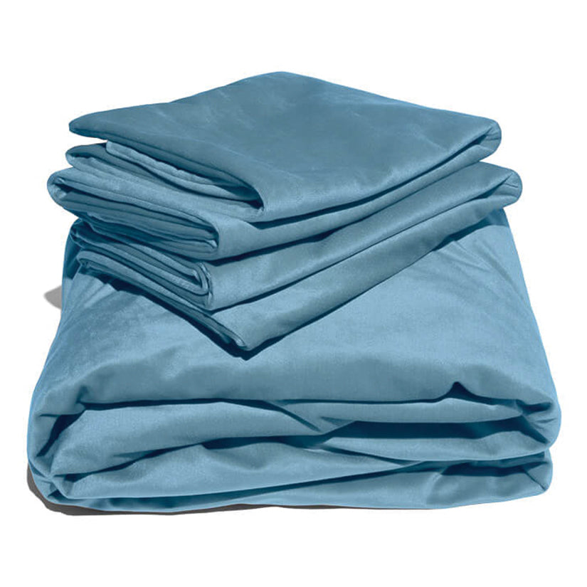 Liberator Fascinator Liquid Velvet Sheets-Q Cyan - Tophatter Daily Deals
