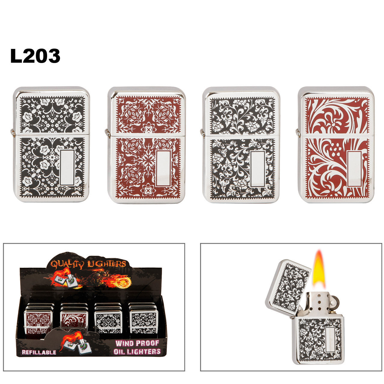 OIL LIGHTERS ASSORTED CHROME PATTERNS~ LIGHTER FLUID NOT INCLUDED - Tophatter Daily Deals