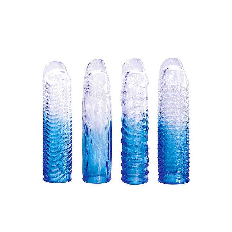Adam & Eve Sapphire Sleeve Set – Clear Penis Sleeve Set of 4 > Sex Toys For Men > Penis Sleeves - Tophatter Daily Deals