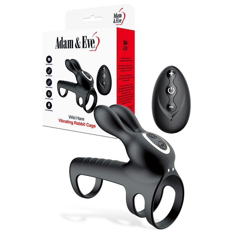 Adam & Eve Wild Hare – USB Rechargeable Vibrating Penis Cage with Remote > Sex Toys > Couples Toys - Tophatter Daily Deals