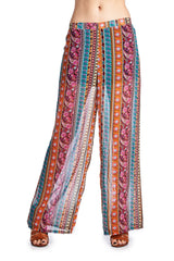 Women's Printed Palazzo Pants Orange 7 Pants - Tophatter Daily Deals
