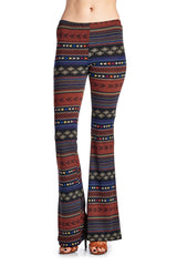 Women's Geo Stripe Flare Pants Black Orange Combo Pants - Tophatter Daily Deals
