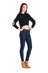 Women's Long Sleeve Cable Knit Crop Sweatshirt Tops - Tophatter Daily Deals
