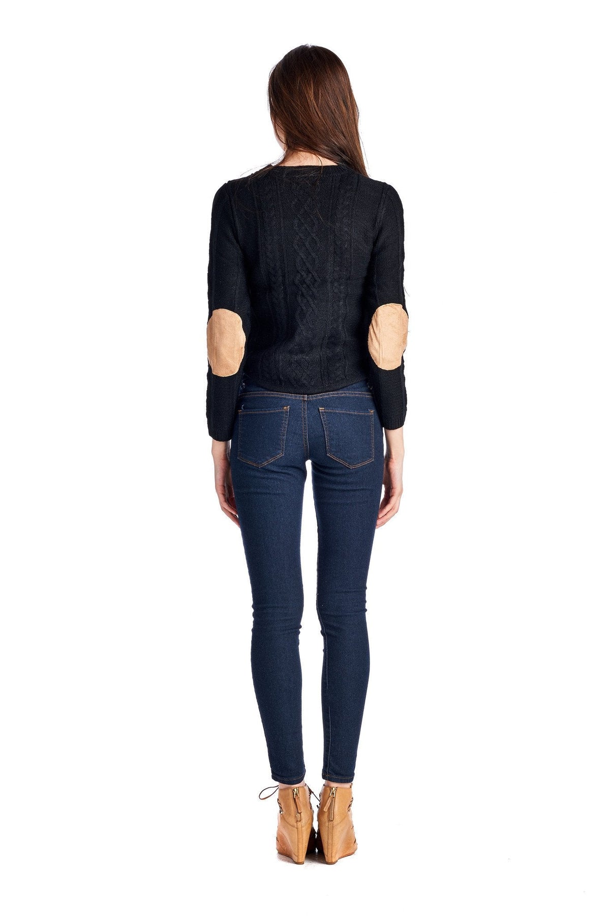 Women's Long Sleeve Cable Knit Crop Sweatshirt Tops - Tophatter Daily Deals