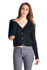 Women's Cable Knit Button Down Cardigan Black 83 Cardigan - Tophatter Daily Deals