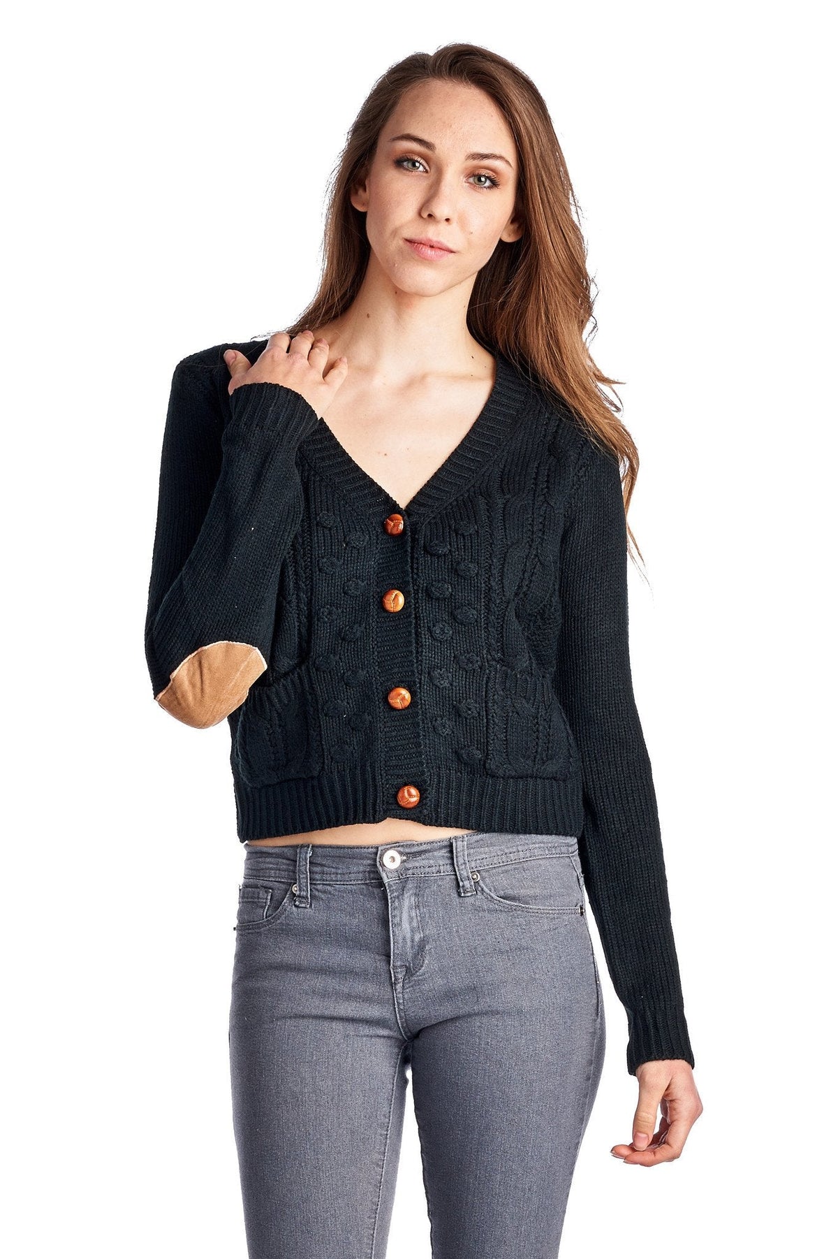 Women's Cable Knit Button Down Cardigan Black 83 Cardigan - Tophatter Daily Deals