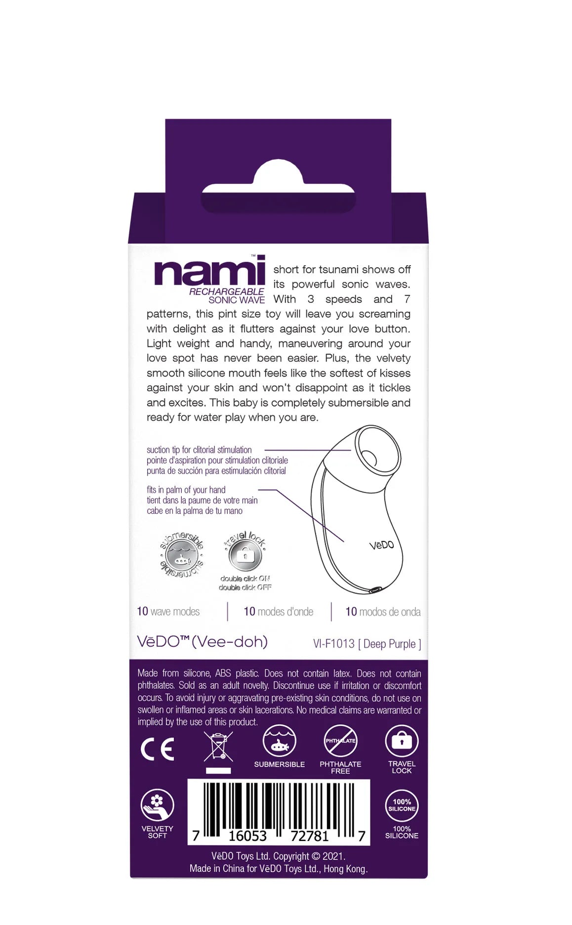 Nami Rechargeable Sonic Vibe – 3 Speeds 7 Patterns Vibrator > Sex Toys For Ladies > Clitoral Vibrators and Stimulators - Tophatter Daily Deals
