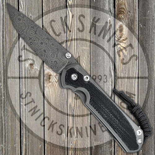 Chris Reeve Knives - Large Sebenza 31 - Black Canvas Micarta Inlay - Drop Point - Raindrop Damascus- L31-1206 FOLDING KNIVES - Tophatter Daily Deals