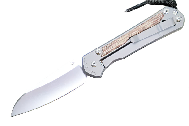 Chris Reeve Knives Large Sebenza 31 - Left Handed - Glass Blasted Natural Canvas Micarta Inlay - Insingo - L31-1227 FOLDING KNIVES - Tophatter Daily Deals