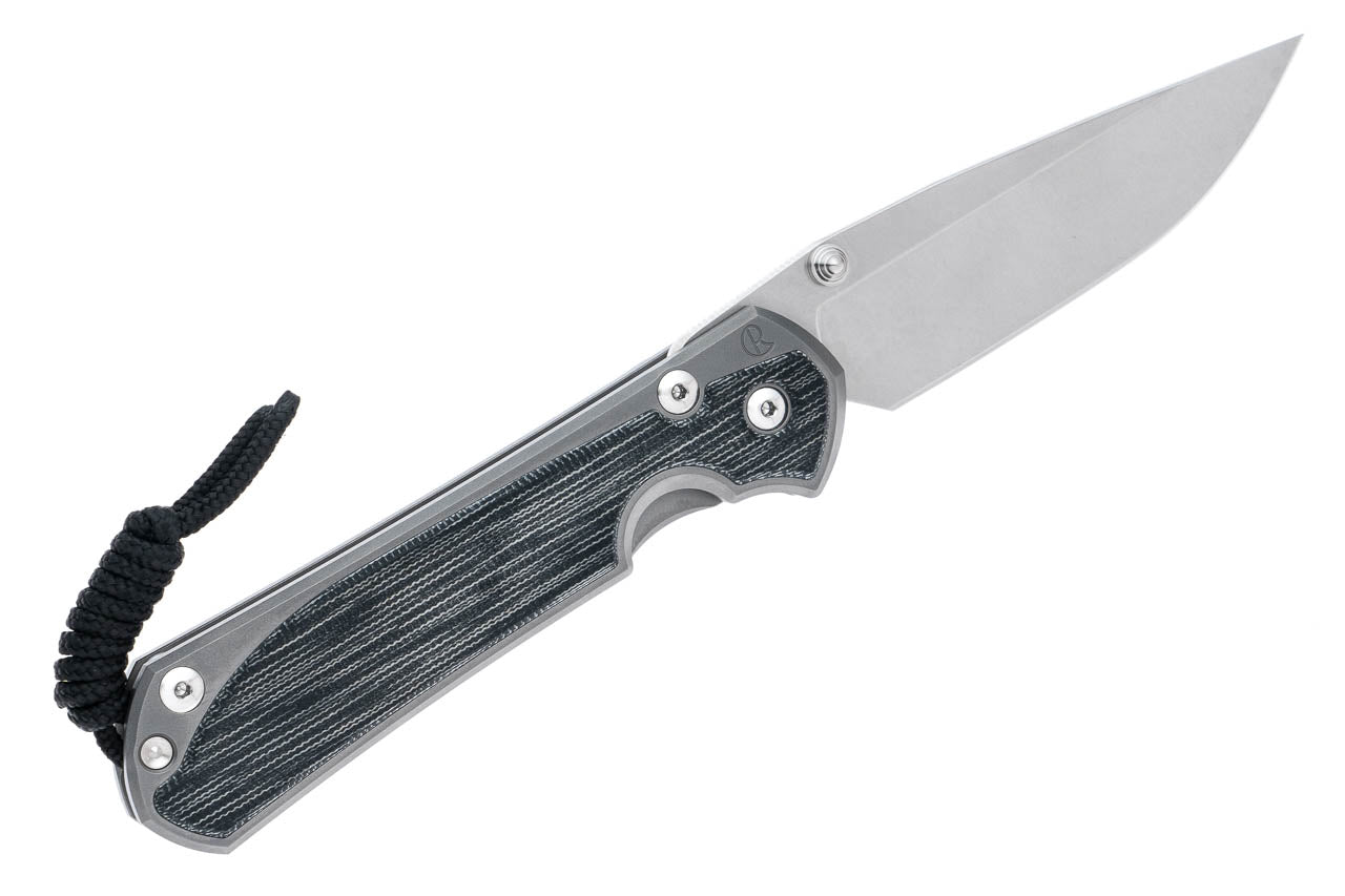 Chris Reeve Knives Large Sebenza 31 - Left Handed - Black Canvas Micarta Inlay - Drop Point - Glass Blasted Handle - L31-1653 FOLDING KNIVES - Tophatter Daily Deals