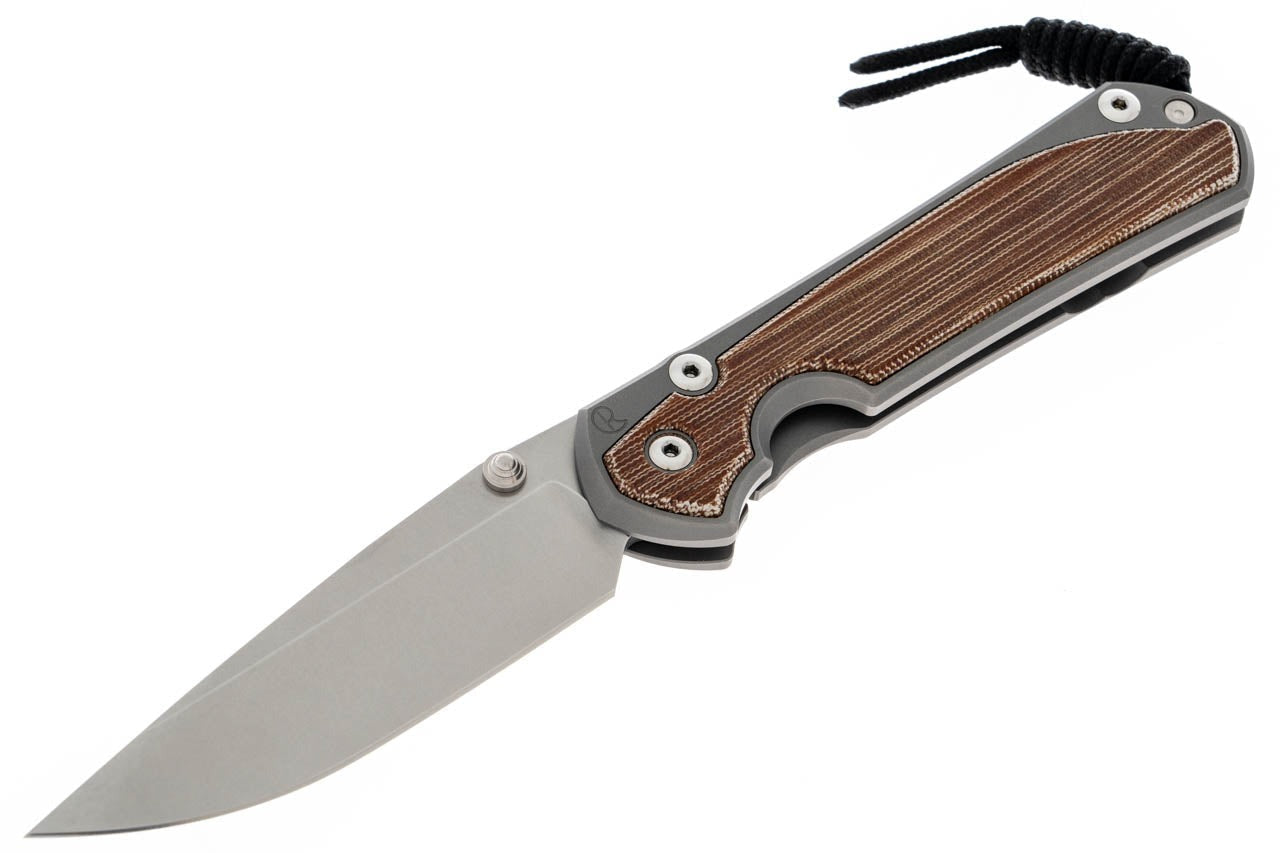 Chris Reeve Knives Large Sebenza 31 - Glass Blasted Natural Canvas Micarta Inlay - Drop Point - L31-1660 FOLDING KNIVES - Tophatter Daily Deals