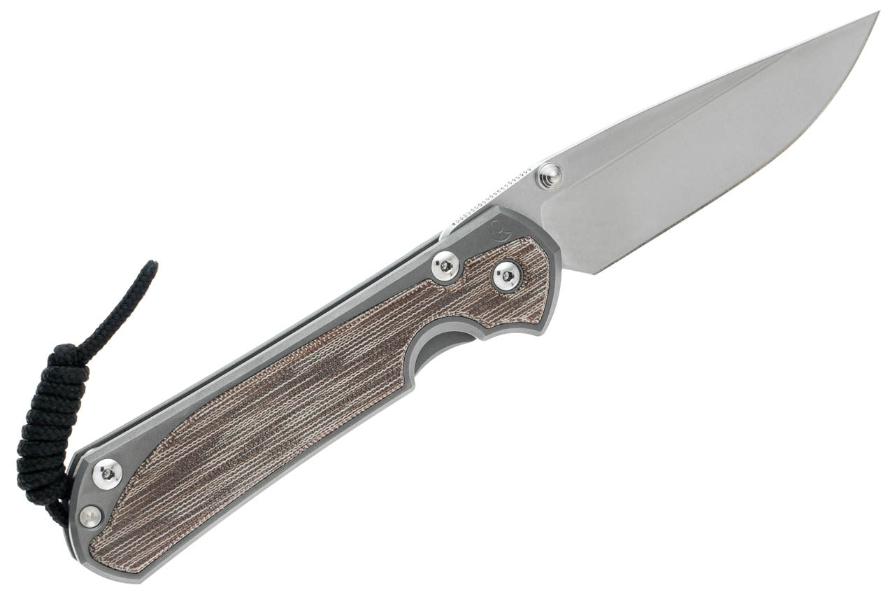 Chris Reeve Knives Large Sebenza 31 - Left Handed - Glass Blasted Natural Canvas Micarta Inlay - Drop Point - L31-1661 FOLDING KNIVES - Tophatter Daily Deals