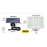 Solar Motion Sensor Wall Light, 210 LED with Separate Panel and Remote Solar Outdoor Lights - Tophatter Daily Deals