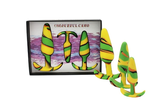 Colourful Camo SAIL Anal Kit Yellow Silicone Butt Plugs Small 100mm Medium 125mm Large 150mm > Anal Range > Butt Plug Kits - Tophatter Daily Deals