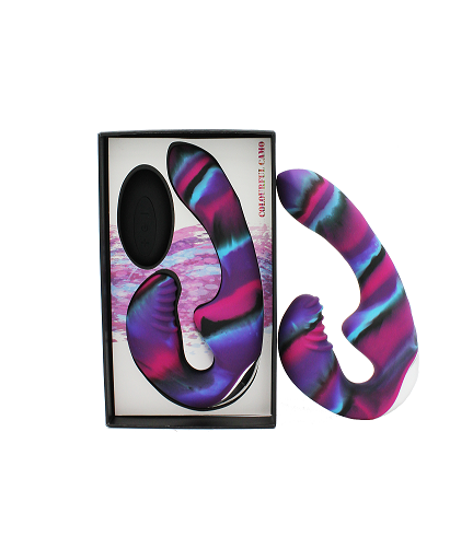 Colourful Camo Tandem Remote Control Strapless Strap-On (Blue) – Waterproof Silicone Vibrator > Dildos > Strap On Dildos - Tophatter Daily Deals
