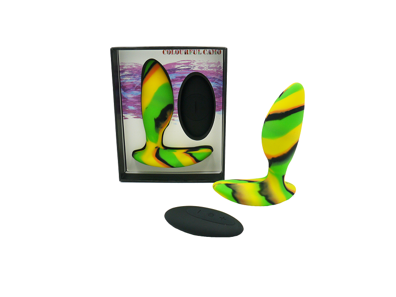 Colourful Camo IDYLIC Remote Control Yellow Butt Plug 82x39x106mm Waterproof Silicone > Anal Range > Vibrating Butt Plugs - Tophatter Daily Deals
