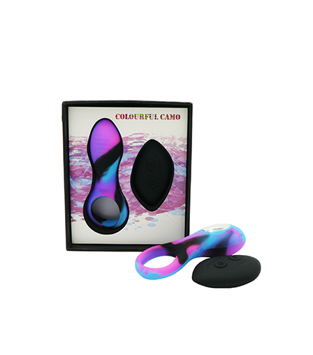 Colourful Camo Bravo (Blue) – Remote-Controlled Silicone Cock Ring > Cock Ring > Vibrating - Tophatter Daily Deals