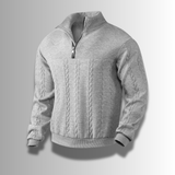 Warm Classic Men's Merino Quarter Zip Sweater – Cable, Wool Gray - Tophatter Daily Deals