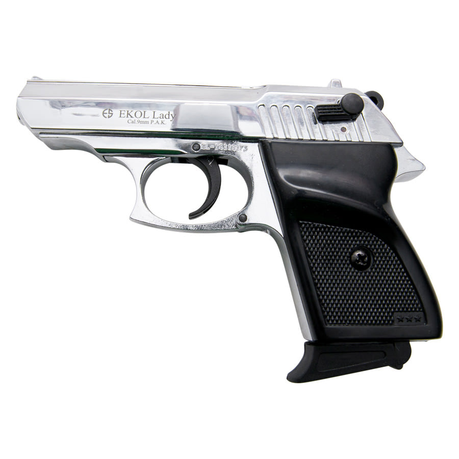 Combat Semi Automatic Blank Firing Pistol Chrome Finish - TOPHATTER'S ARMORY DEALS Collectible Weapons - Tophatter Daily Deals