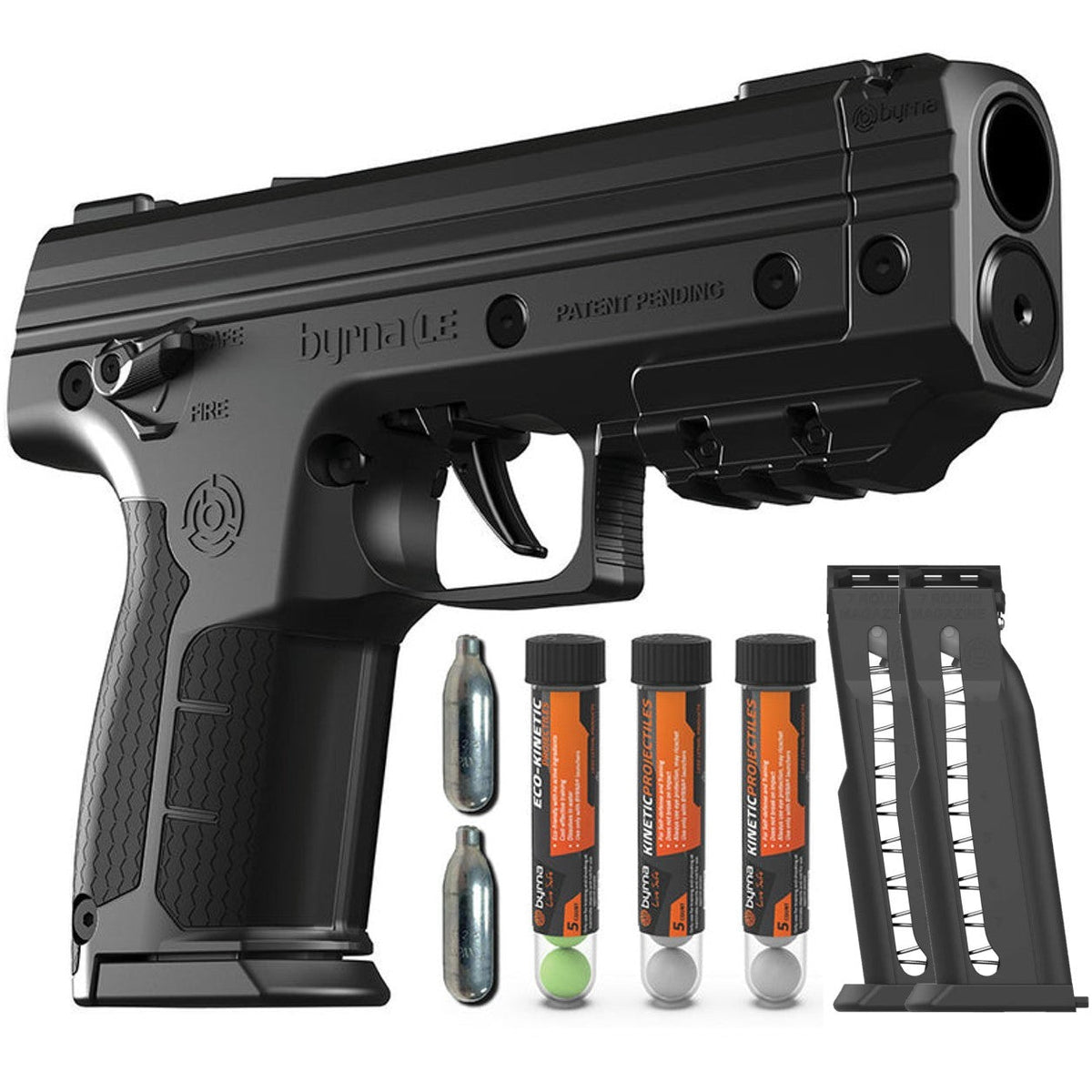 Byrna® LE Kinetic Non-Lethal CA Legal Projectile Gun Bundle Black - Tophatter Daily Deals