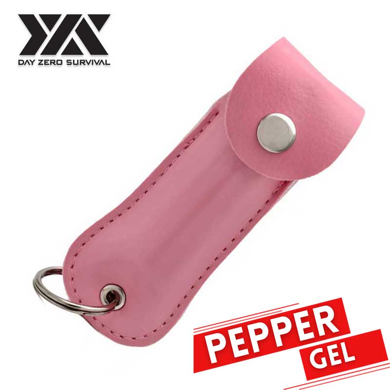 DZS Tactical Defense Pepper Gel - Pink Premium Keychain Leather Case - Tophatter's Guns'N'Weapons Store Collectible Weapons - Tophatter Daily Deals