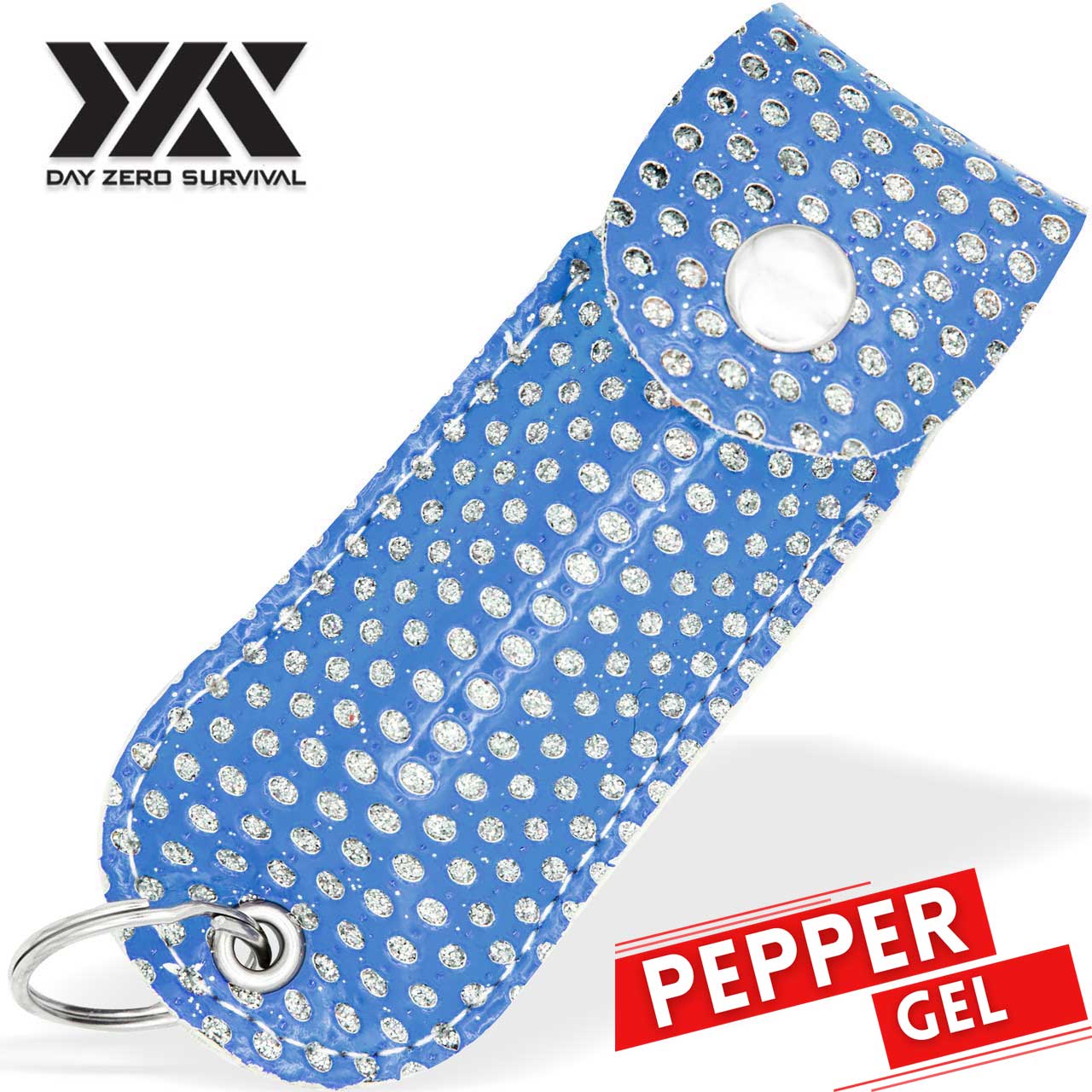 DZS Tactical Defense Pepper Gel - Blue Bling Keychain Leather Case Collectible Weapons - Tophatter Daily Deals