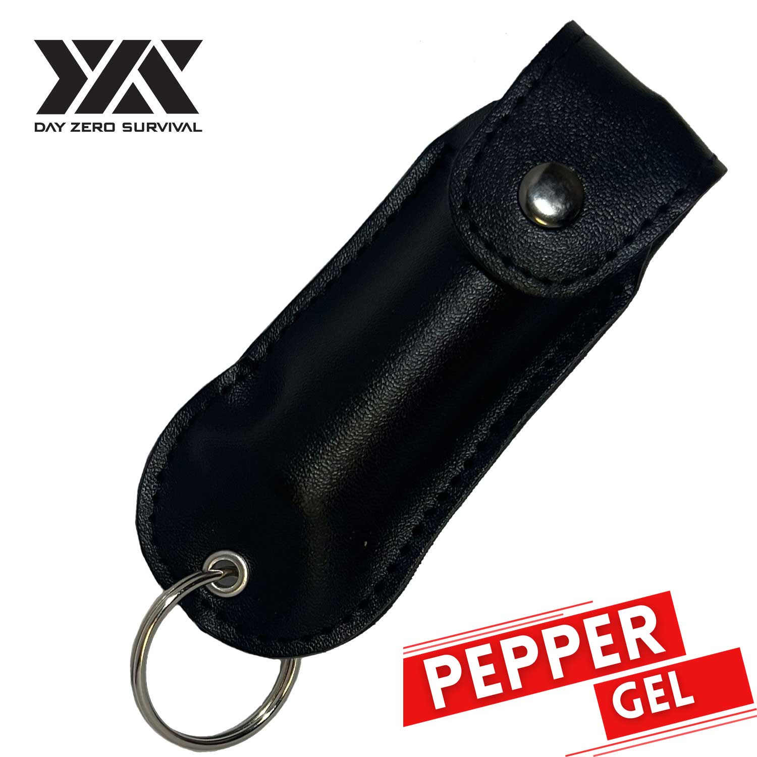 DZS Tactical Defense Pepper Gel - Black Premium Keychain Leather Case - Tophatter's Guns'N'Weapons Store Collectible Weapons - Tophatter Daily Deals