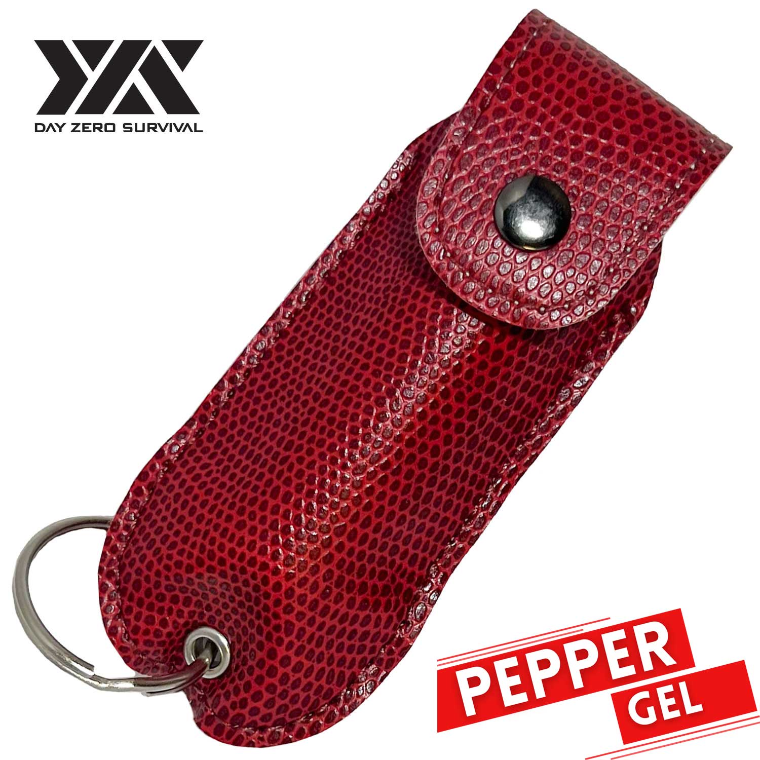 DZS Tactical Defense Pepper Gel - Red Snake Skin Pattern Leather Case - TOPHATTER'S ARMORY DEALS Collectible Weapons - Tophatter Daily Deals