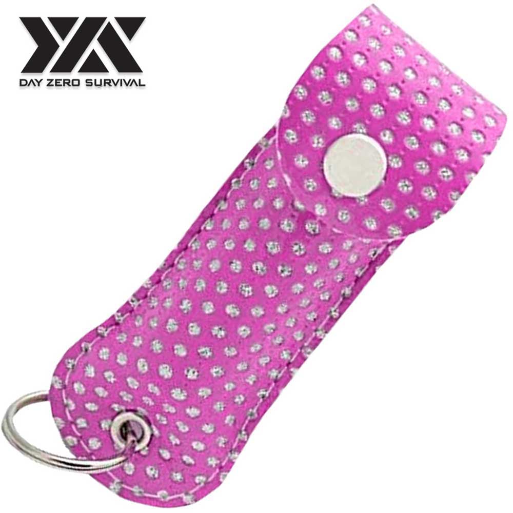 DZS Police Grade Max Strength Pepper Spray Keychain Leather Case | Pink Bling - Tophatter's Guns'N'Weapons Store Collectible Weapons - Tophatter Daily Deals