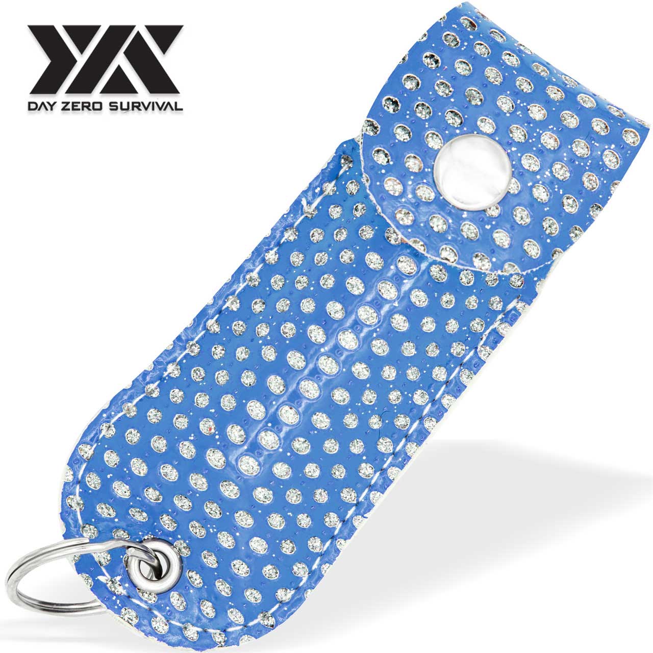 DZS Police Grade Max Strength Pepper Spray Keychain Leather Case | Blue Bling Collectible Weapons - Tophatter Daily Deals