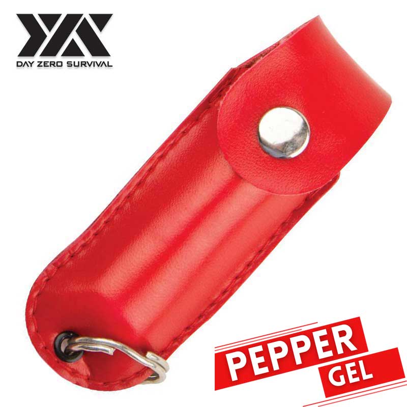 DZS Tactical Defense Pepper Gel - Red Premium Keychain Leather Case - Tophatter's Guns'N'Weapons Store Collectible Weapons - Tophatter Daily Deals