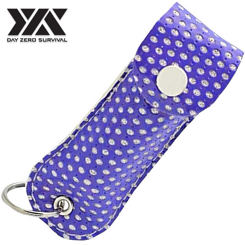 DZS Police Grade Max Strength Pepper Spray Keychain Leather Case | Purple Bling Collectible Weapons - Tophatter Daily Deals
