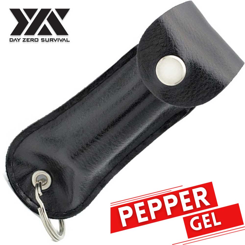 DZS Tactical Defense Pepper Gel - Black Keychain Leather Case Collectible Weapons - Tophatter Daily Deals