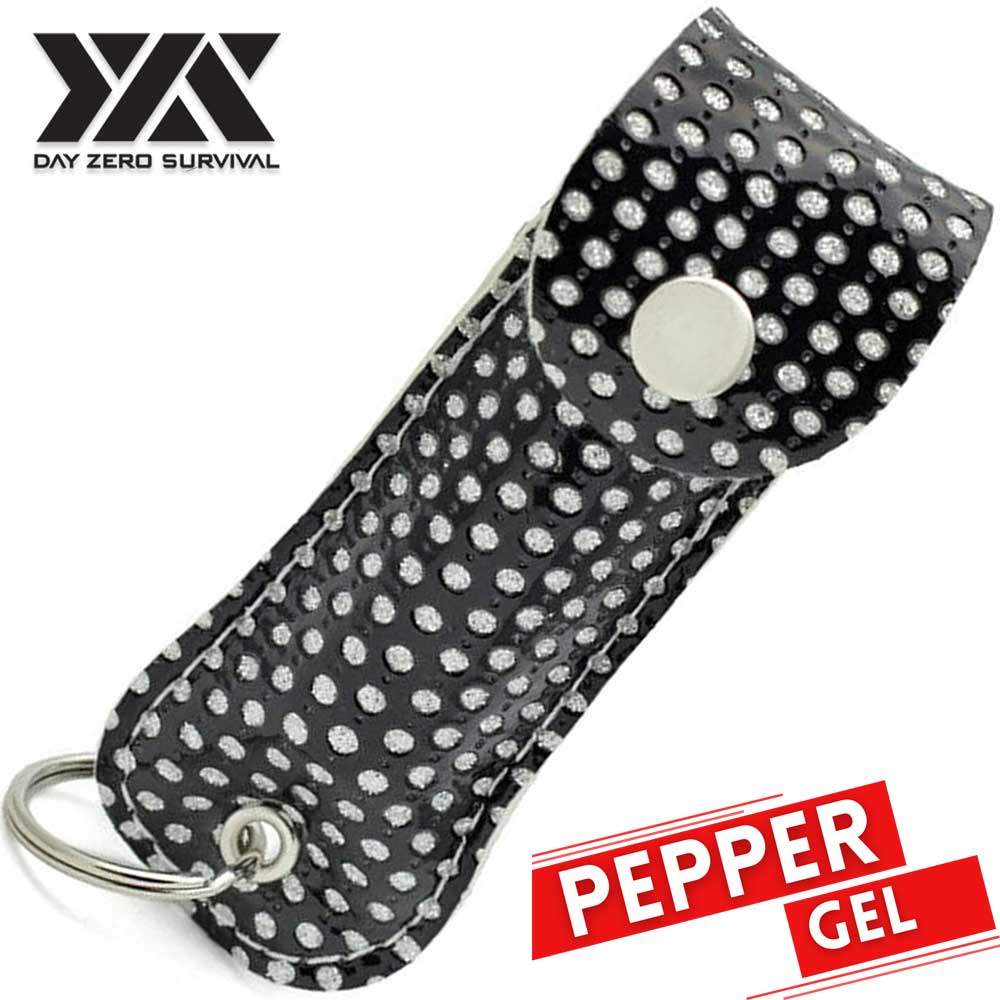 DZS Tactical Defense Pepper Gel - Black Bling Keychain Leather Case - Tophatter's Army Products & Self Defense Collectible Weapons - Tophatter Daily Deals