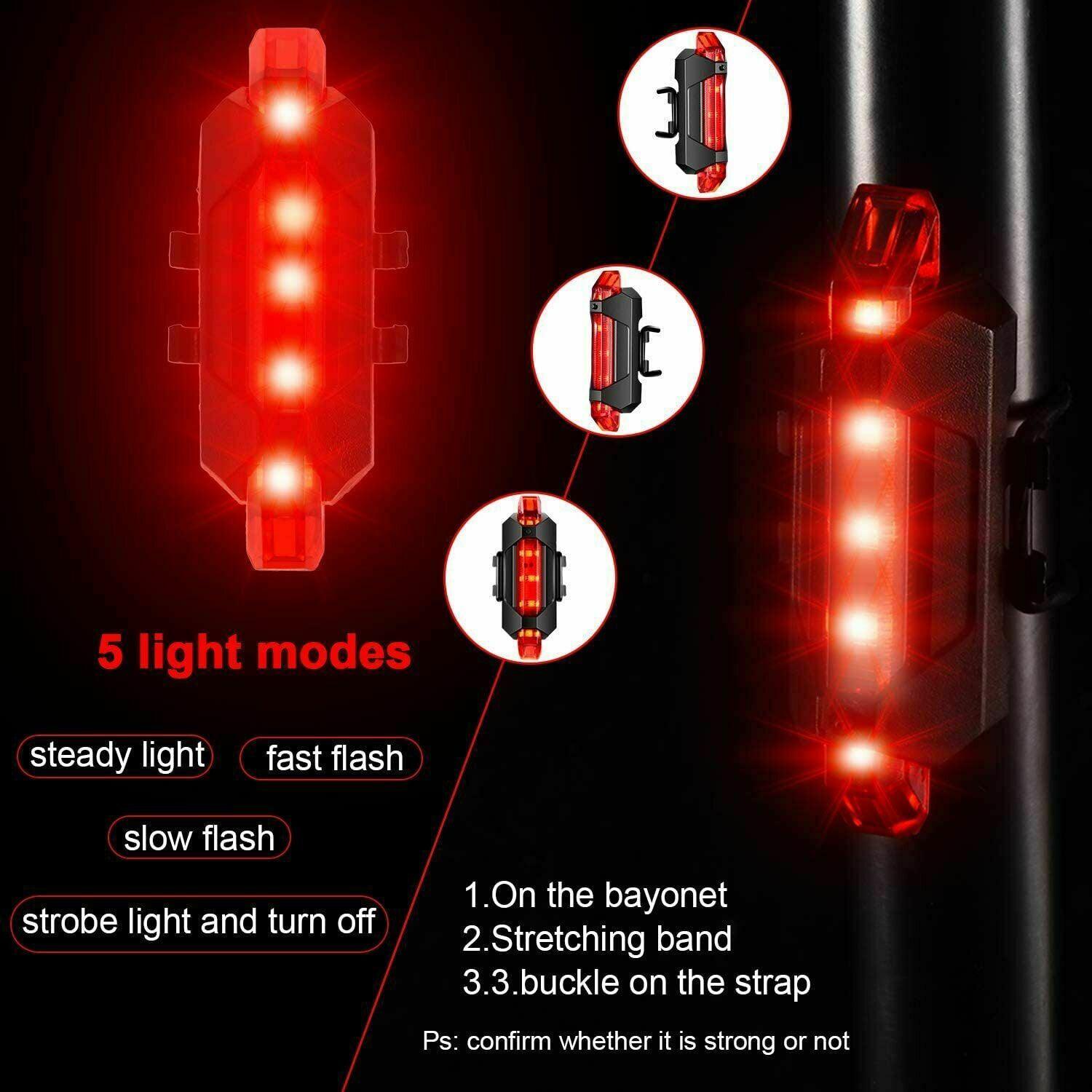 USB Rechargeable Bike Lights - Waterproof Red light Cycling - Tophatter Daily Deals
