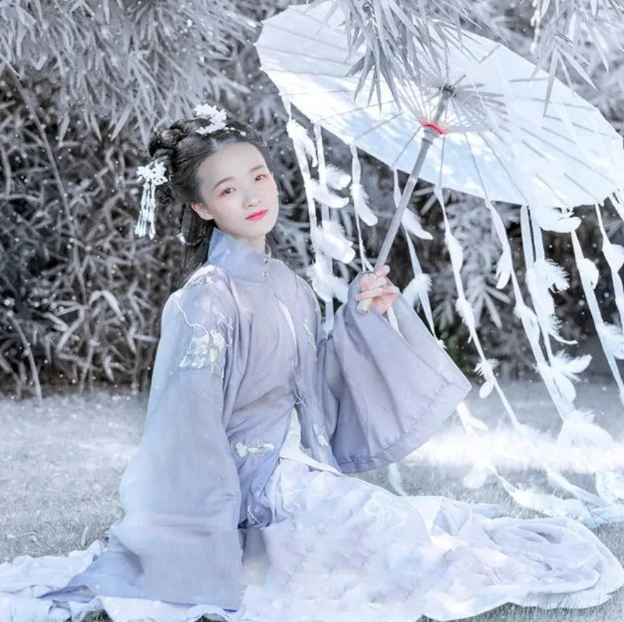 LED Chinese Japan Yarn Oiled Paper Silk Cloth Umbrella Costume Ancient Princess Umbrella Drama White Craft Umbrella Cosplay white YU - Tophatter Daily Deals