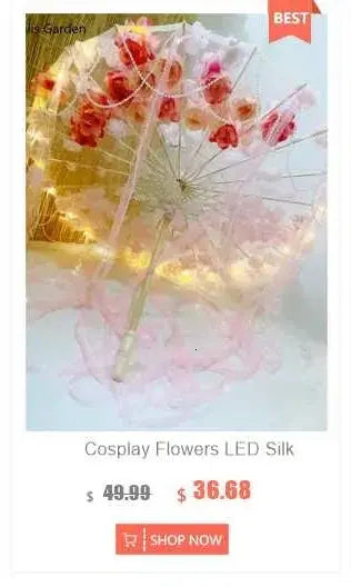 LED Chinese Japan Yarn Oiled Paper Silk Cloth Umbrella Costume Ancient Princess Umbrella Drama White Craft Umbrella Cosplay - Tophatter Daily Deals